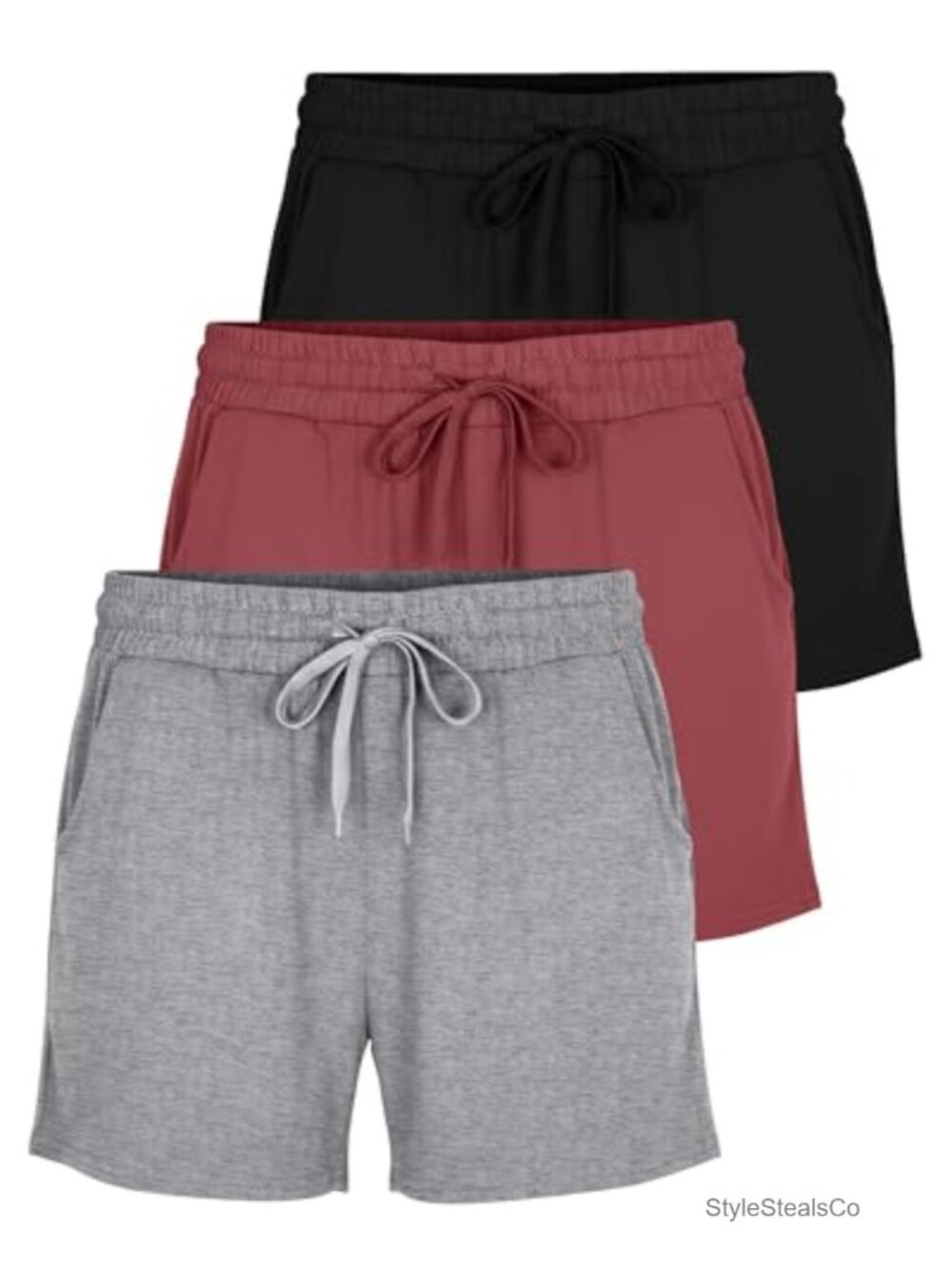 3 Pack Women's Lounge Shorts Athletic Running Workout Gym Hiking Pockets
